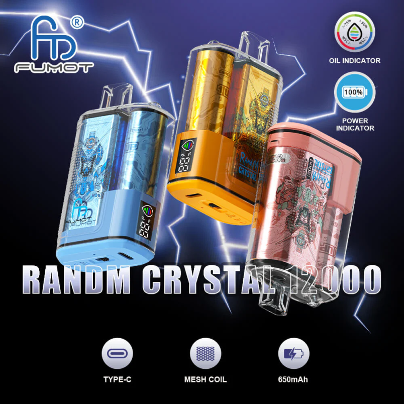 Fumot Crystal 12000 ühekordne vape karp - 20ml (1 tk) mustika närimiskumm 6Z62Z259 Fumot Disposable Vape