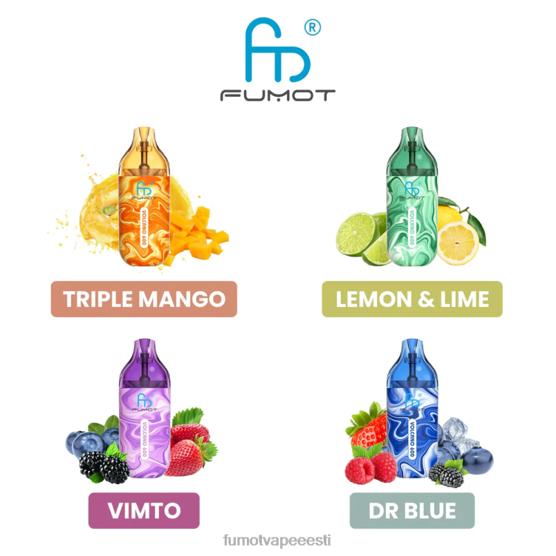 Fumot Volcano 600 tpd-ühilduv ühekordne vape - 2ml (3-osaline komplekt) Kummikaru 6Z62Z289 Fumot Disposable Vape