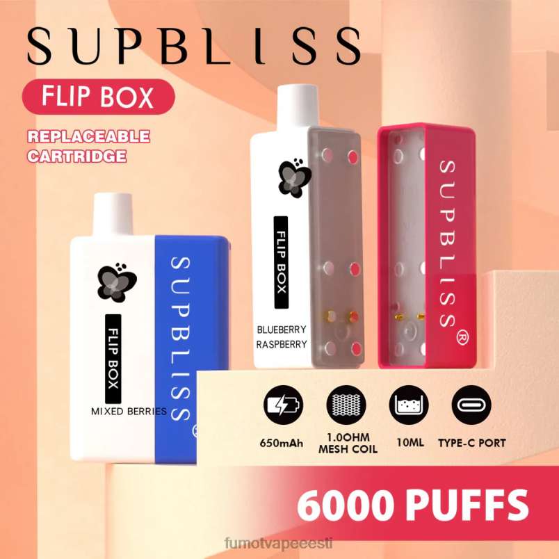 Fumot Supbliss Flip karp 6000 vahetatav vape komplekt - 10ml (1 tk) arbuusi jää 6Z62Z341 Fumot Eesti