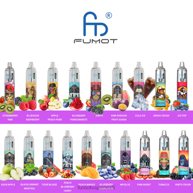 Fumot Tornado 0% 7000 14 ml ühekordne vape pen (1 tk) Kummikaru 6Z62Z518 Fumot Vape Online Shop