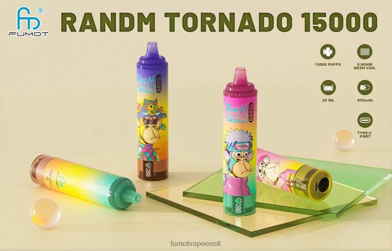 Fumot Tornado 15 000 ühekordselt kasutatavat vape 25 ml (1 tk) kirsikoola 6Z62Z168 Fumot Vape Online Shop