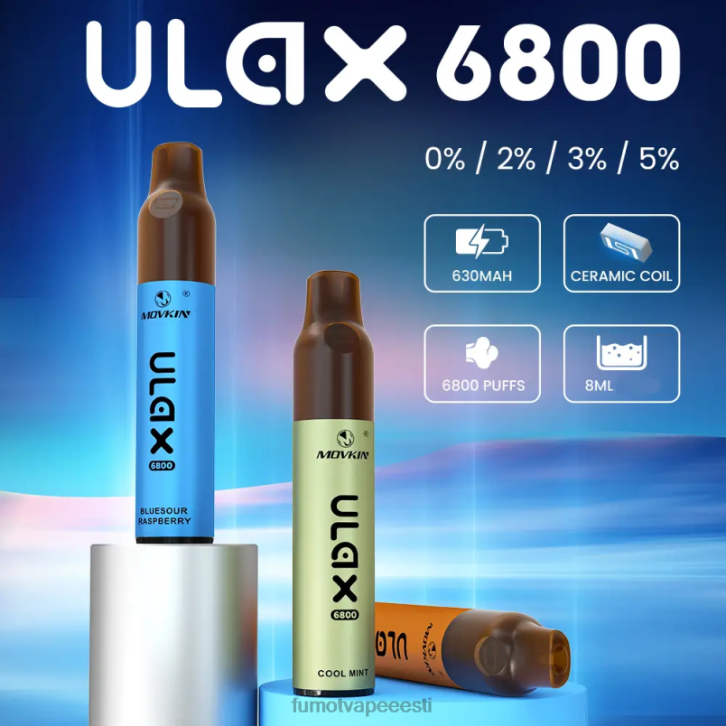 Fumot Movkin Ulax 6800 ühekordne vape, keraamiline mähis - 8ml (1 tk) lahe piparmünt 6Z62Z321 Fumot Eesti