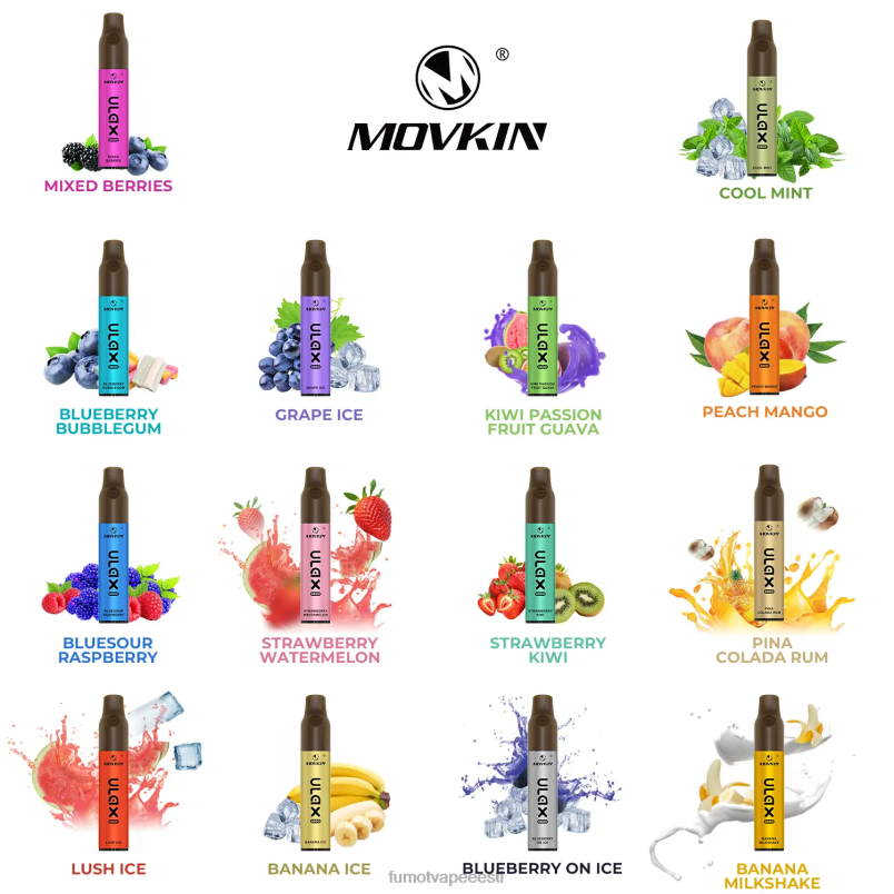 Fumot Movkin Ulax 6800 ühekordne vape, keraamiline mähis - 8ml (1 tk) maasika kiivi 6Z62Z328 Fumot Vape Online Shop