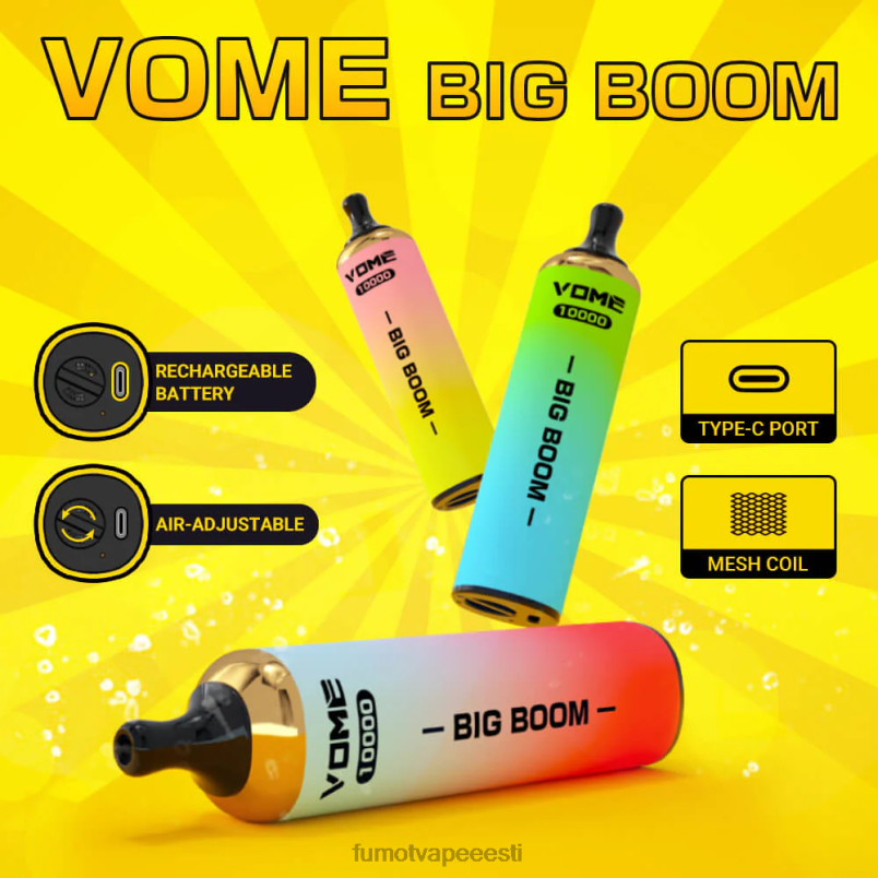 Fumot Vome Big Boom ühekordne vape pen 10000-20ml (1 tk) lopsakas jää 6Z62Z449 Fumot Disposable Vape